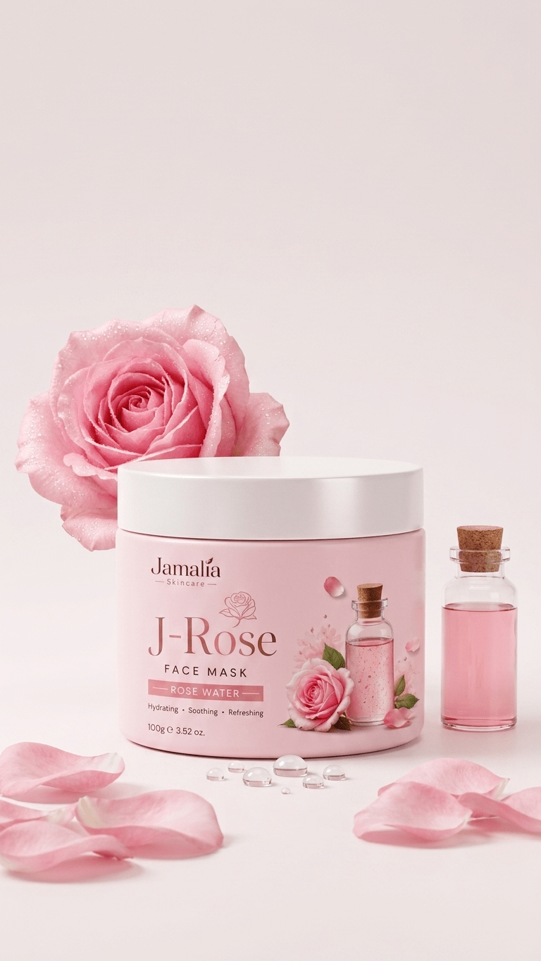 J-Rose Face Mask | Rose Water Hydrating & Pore-Tightening Mask - Jamalia Skincare