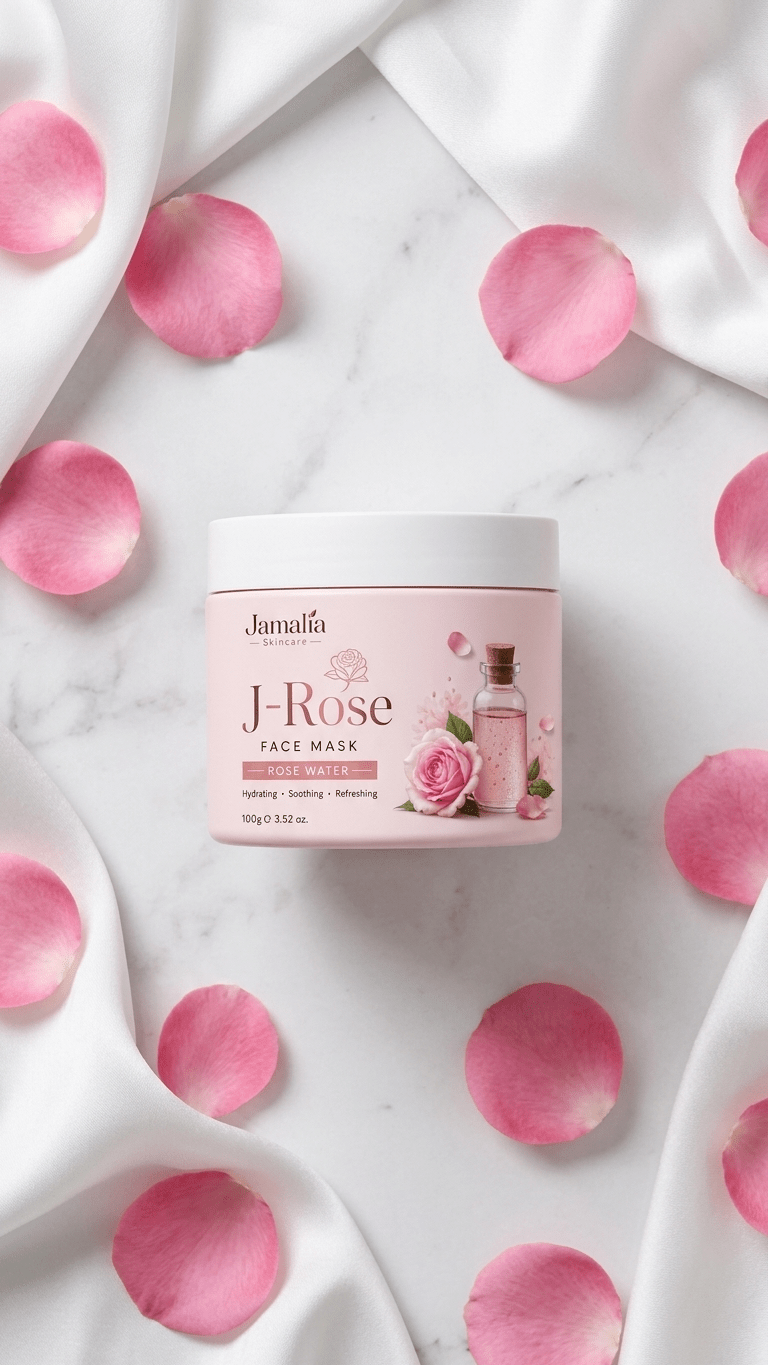 J-Rose Face Mask | Rose Water Hydrating & Pore-Tightening Mask - Jamalia Skincare